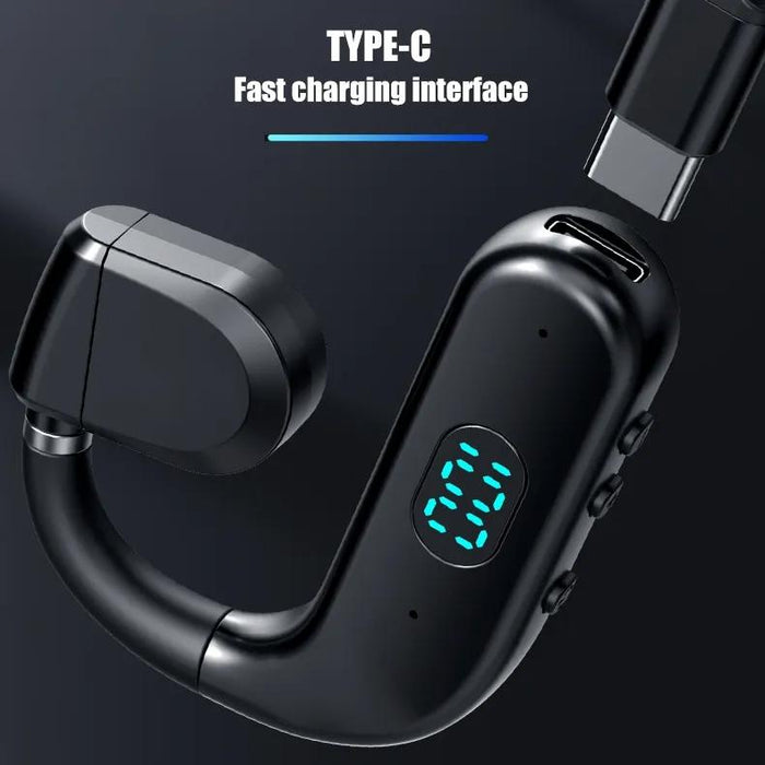 T50 Bluetooth 5.3 Wireless Headphone Single Ear Digital Display Stereo Earbuds Colour Boxed Black