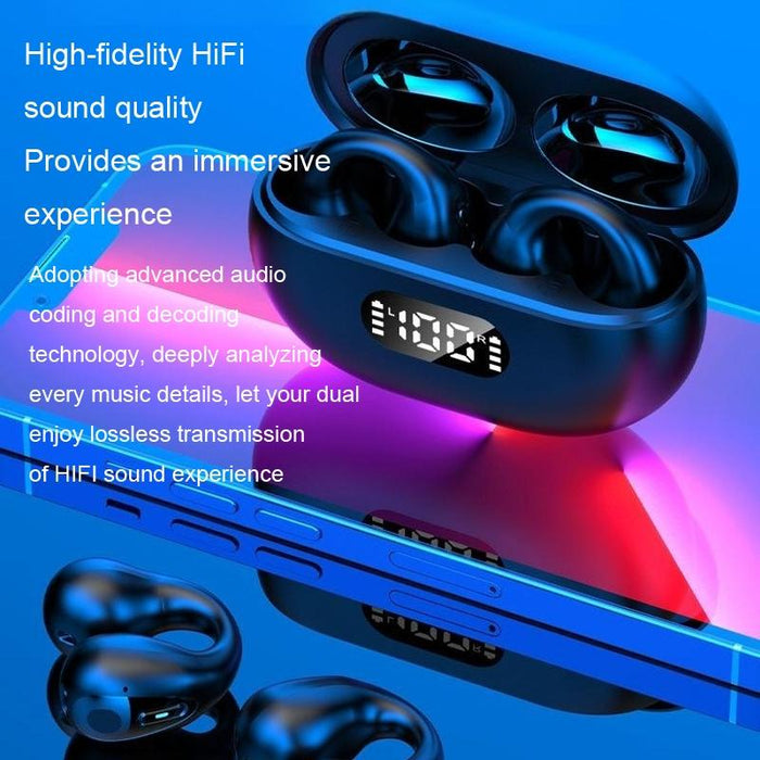 R15 Led Digital Display Ear Clip Wireless Noise Reduction Bluetooth Headphone