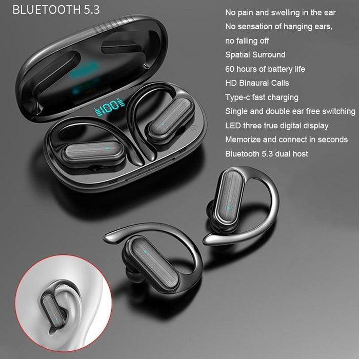 A520 Led Digital Display Wireless Ear-Mounted Noise Reduction Bluetooth Headset Blue