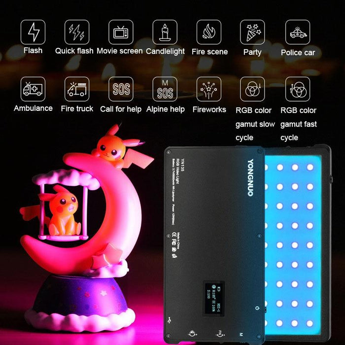 Yn135 135Leds Rgb Dual Colour Temperature Pocket Photography Fill Light Black