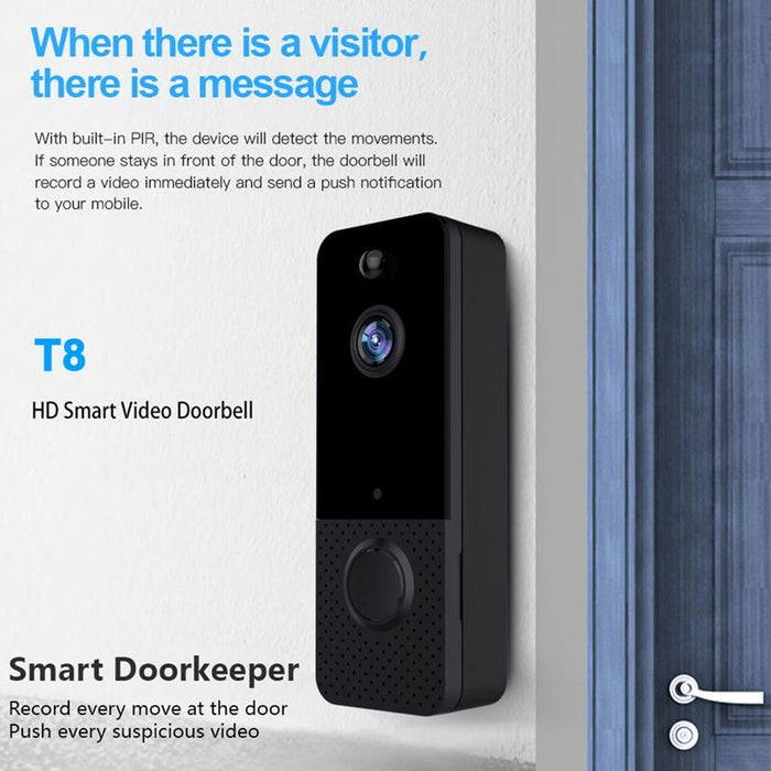 720P Wireless Wifi Remote Video Doorbell Intercom Infrared Night Vision Ai Recognition Doorbell - 1800 Mah