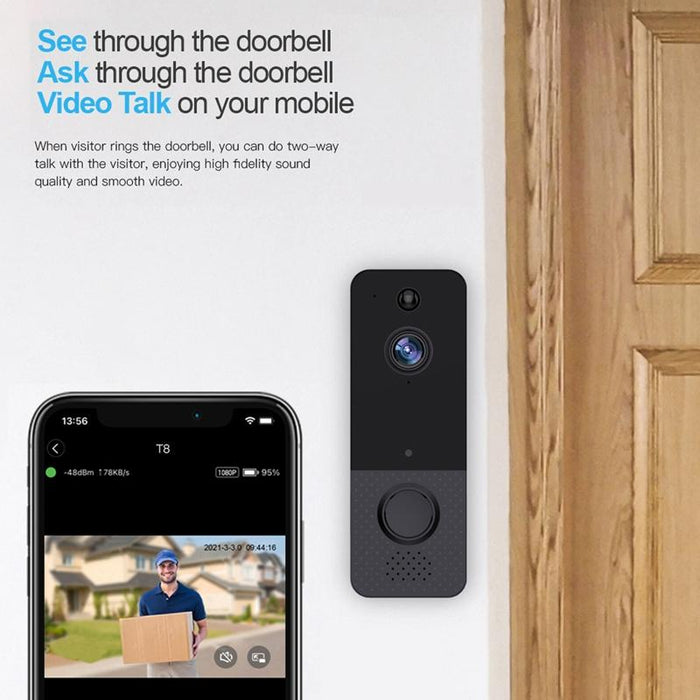 720P Wireless Wifi Remote Video Doorbell Intercom Infrared Night Vision Ai Recognition Doorbell - 1800 Mah