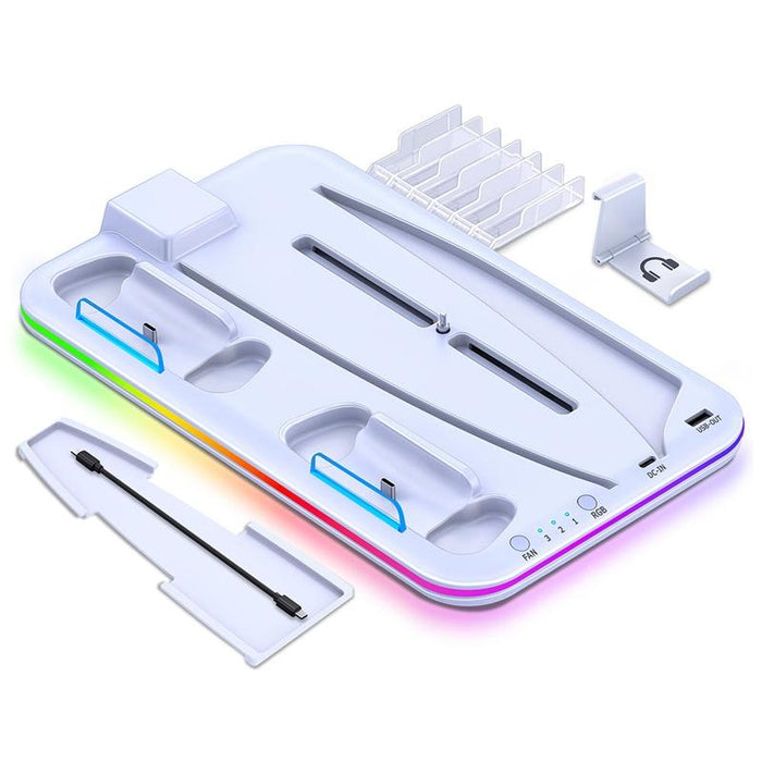 For Ps5 / Psvr2 Controller Multi-Functional Cooling Base With Rgb Lights White