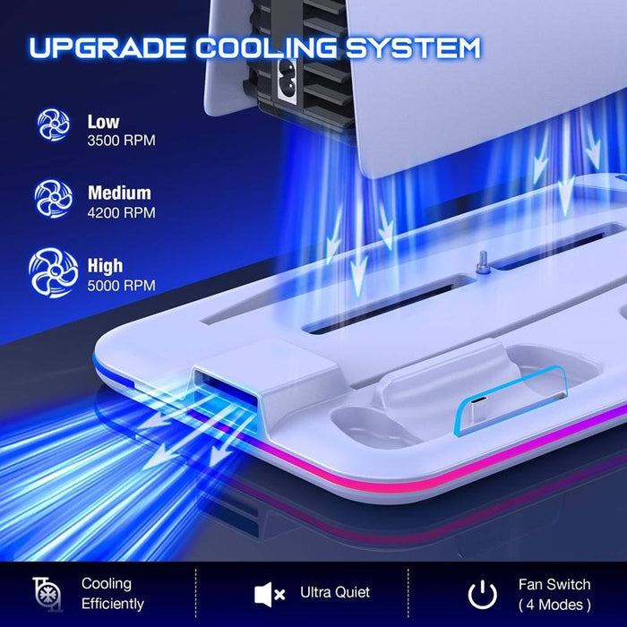 For Ps5 / Psvr2 Controller Multi-Functional Cooling Base With Rgb Lights White