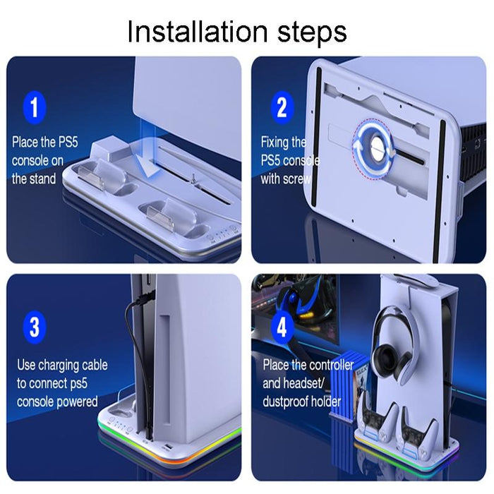 For Ps5 / Psvr2 Controller Multi-Functional Cooling Base With Rgb Lights White