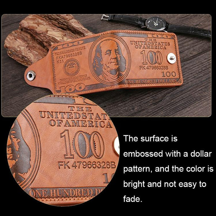 Retro Dollar Pattern Magnetic Buckle Multi-Card Slot Wallet