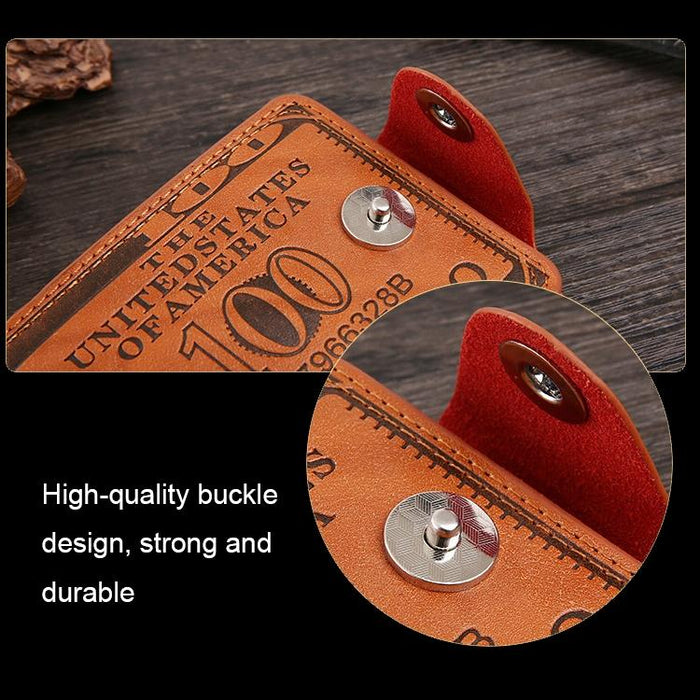 Retro Dollar Pattern Magnetic Buckle Multi-Card Slot Wallet