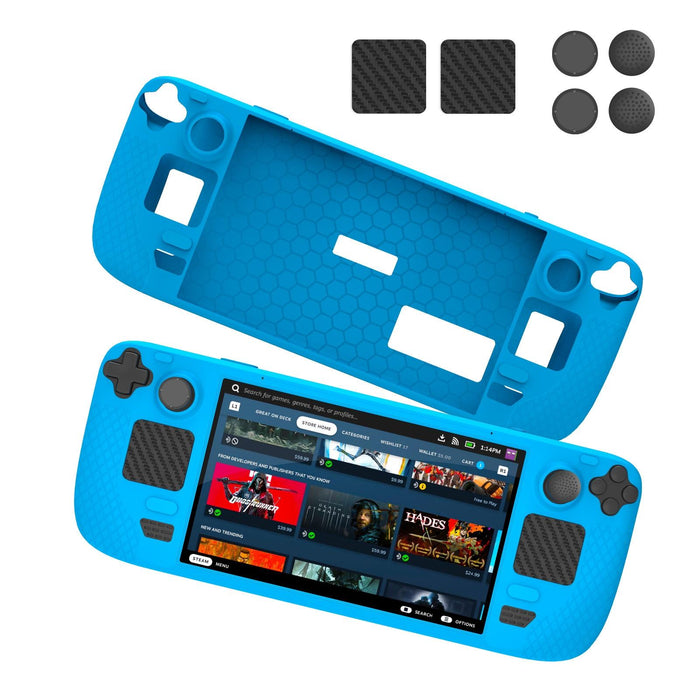 For Steam Deck 7Pcs/Set Host Silicone Case With Joystick Cap+Touch Board Sticker Set