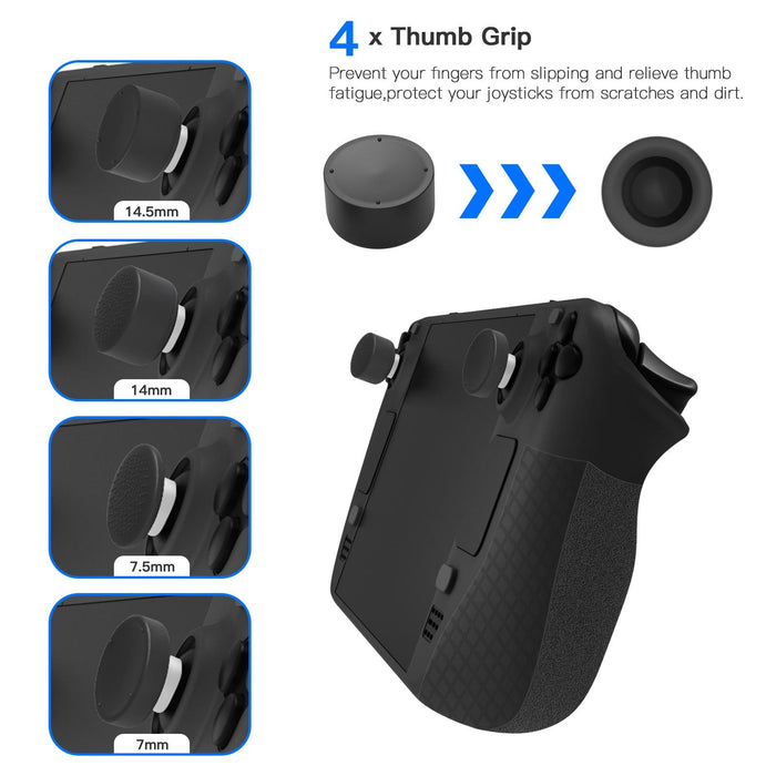 For Steam Deck 7Pcs/Set Host Silicone Case With Joystick Cap+Touch Board Sticker Set