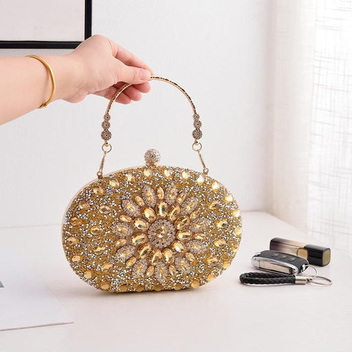 Evening Party Clutch Bag with Sunflower Diamond Design