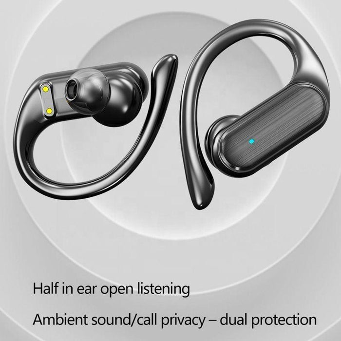 Tws Ear-Mounted Sports Waterproof Led Digital Display Wireless Bluetooth Earphones Black