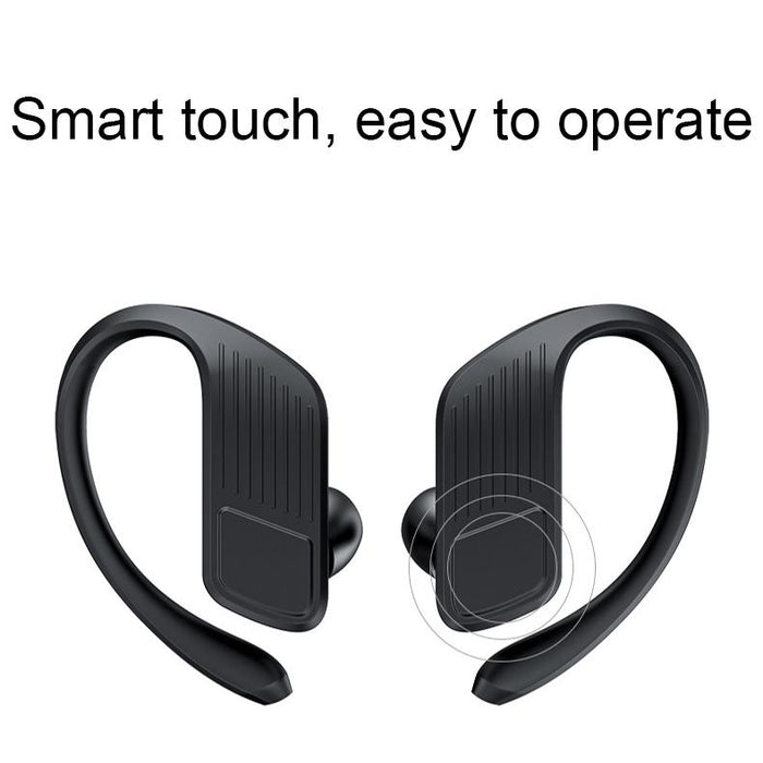 Led Digital Display Wireless Ear-Mounted Waterproof Bluetooth Earphone Black