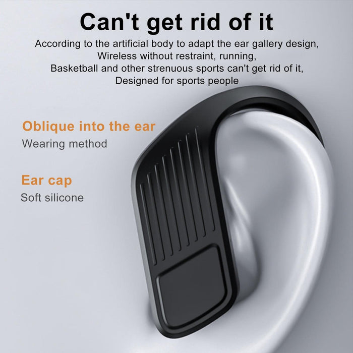 Led Digital Display Wireless Ear-Mounted Waterproof Bluetooth Earphone Black