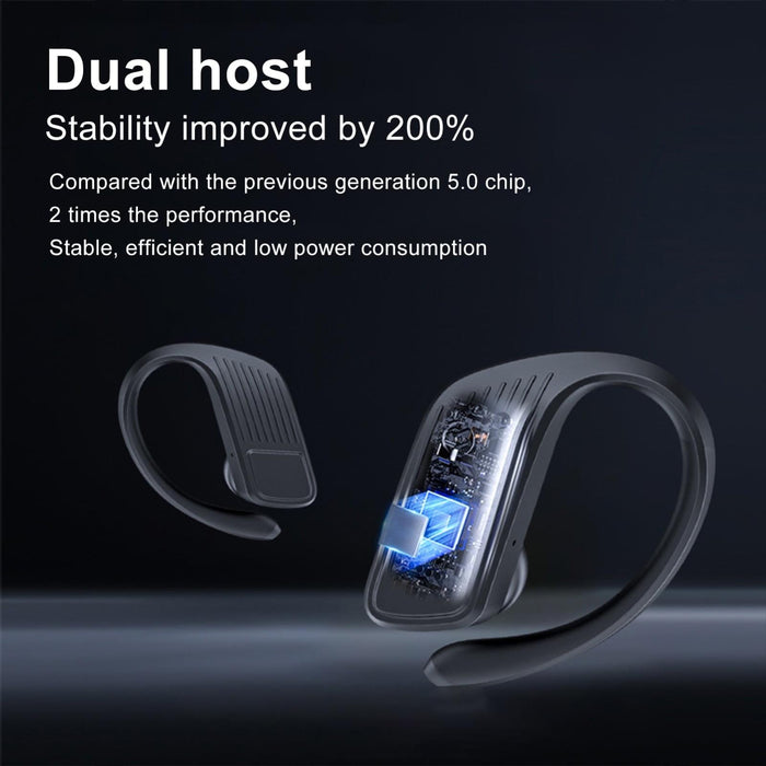 Led Digital Display Wireless Ear-Mounted Waterproof Bluetooth Earphone Black