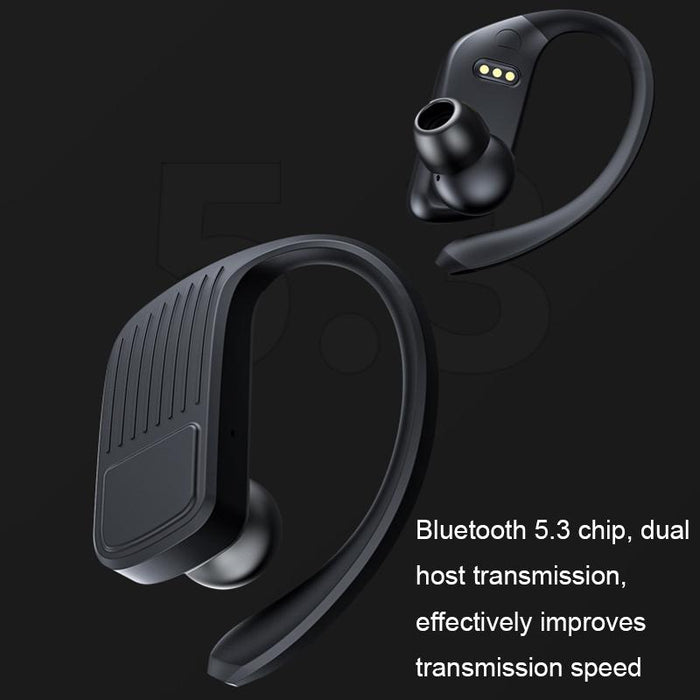 Led Digital Display Wireless Ear-Mounted Waterproof Bluetooth Earphone Black