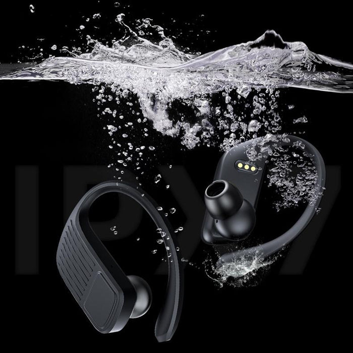 Led Digital Display Wireless Ear-Mounted Waterproof Bluetooth Earphone Black