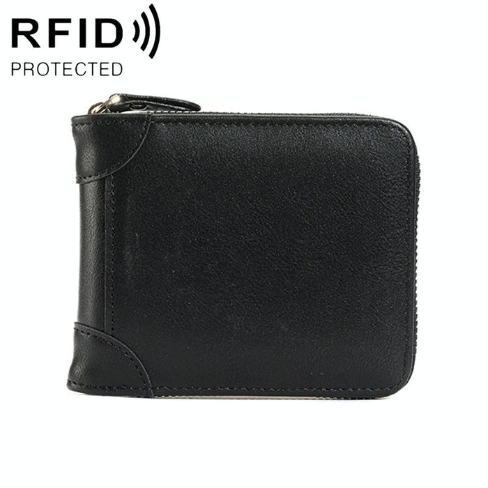 Rfid-protected Men Zip Wallet - Secure & Stylish