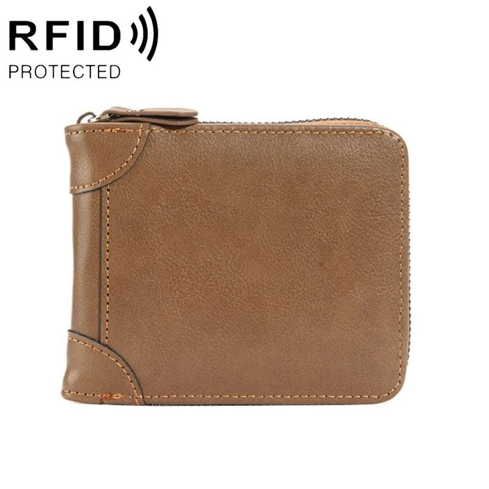 Rfid-protected Men Zip Wallet - Secure & Stylish