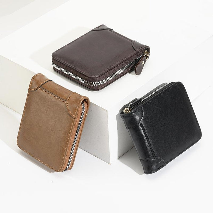 Rfid-protected Men Zip Wallet - Secure & Stylish