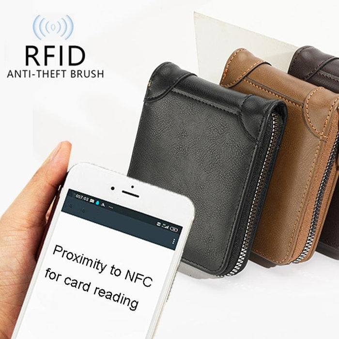 Rfid-protected Men Zip Wallet - Secure & Stylish