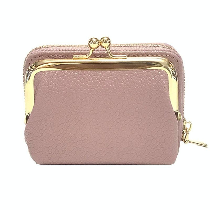 Lychee Pattern Coin Purse Card Clip Ladies Short Metal Clip Buckle Wallet