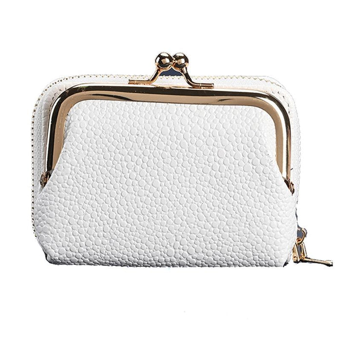 Lychee Pattern Coin Purse Card Clip Ladies Short Metal Clip Buckle Wallet