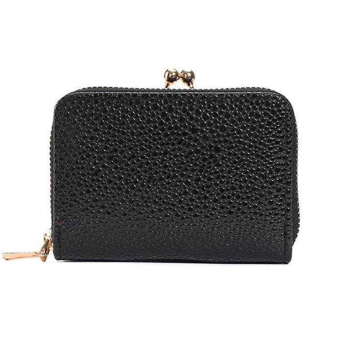 Lychee Pattern Coin Purse Card Clip Ladies Short Metal Clip Buckle Wallet