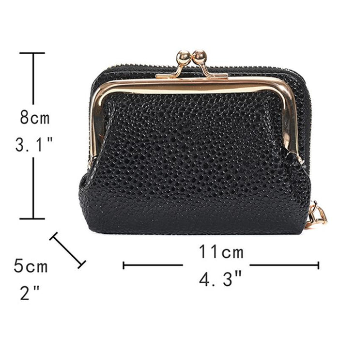 Lychee Pattern Coin Purse Card Clip Ladies Short Metal Clip Buckle Wallet