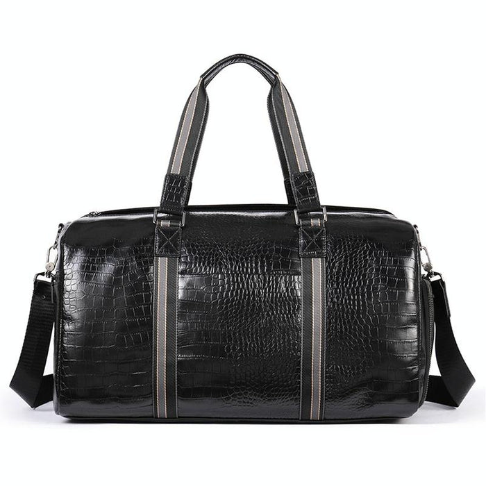 Multifunctional Leather Duffel Bag for Travel - Crocodile