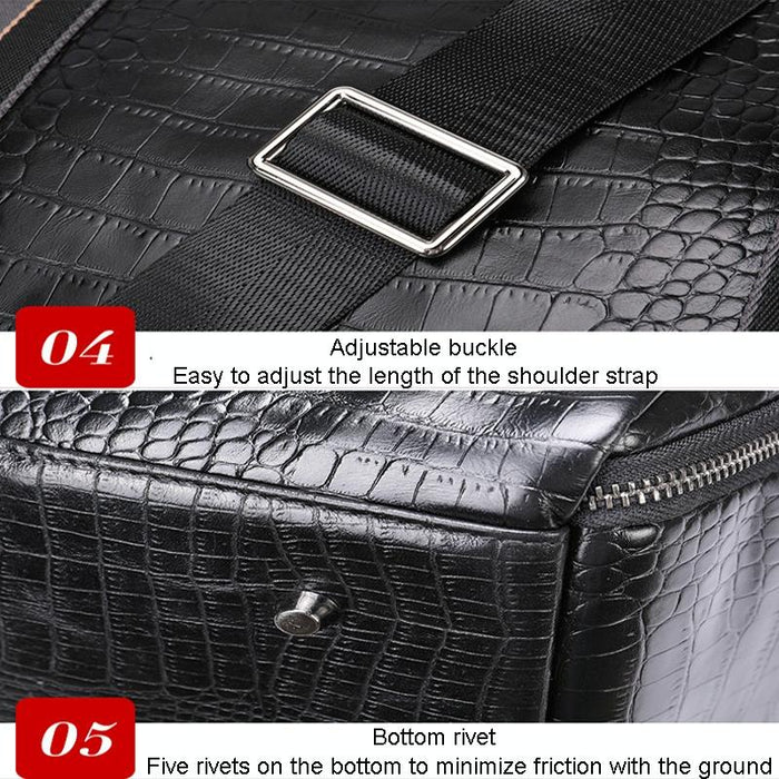 Multifunctional Leather Duffel Bag for Travel - Crocodile