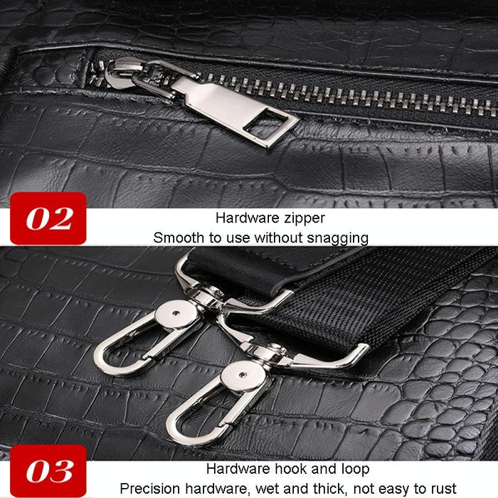 Multifunctional Leather Duffel Bag for Travel - Crocodile