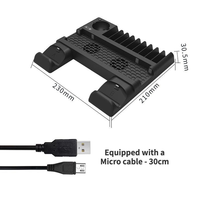 For Ps4/Ps4 Pro/Ps4 Slim Host Dual-Seat Charging Multi-Function Cooling Base Storage Bracket Black