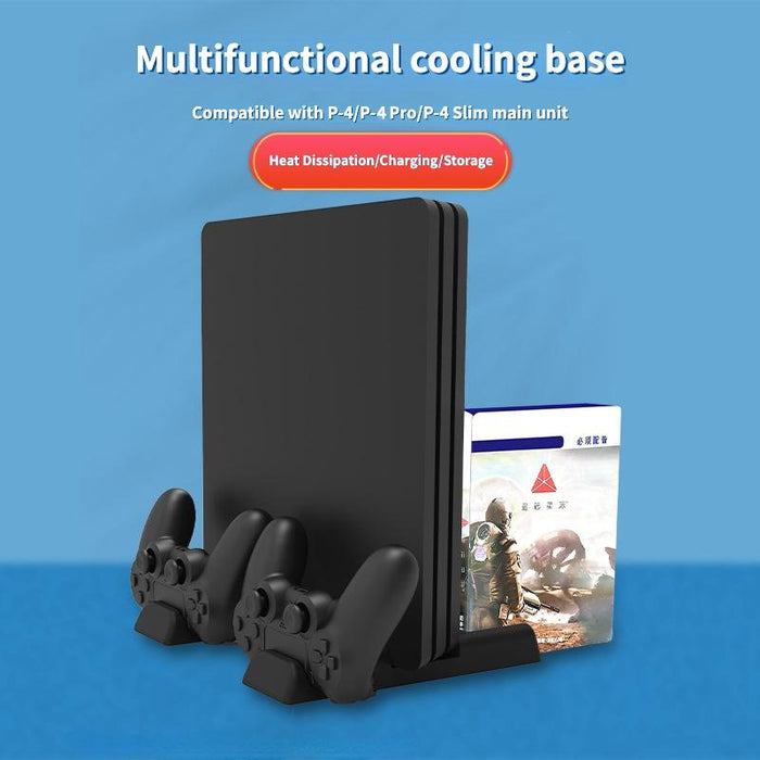 For Ps4/Ps4 Pro/Ps4 Slim Host Dual-Seat Charging Multi-Function Cooling Base Storage Bracket Black