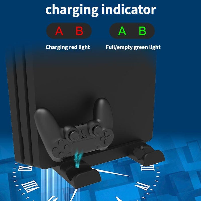 For Ps4/Ps4 Pro/Ps4 Slim Host Dual-Seat Charging Multi-Function Cooling Base Storage Bracket Black