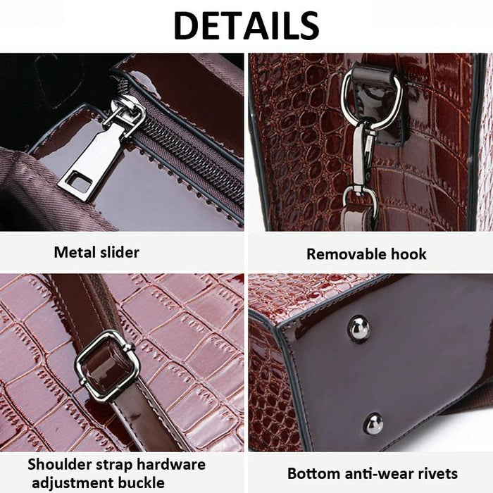 3 In 1 Women Handbag Simple Versatile Crocodile Pattern