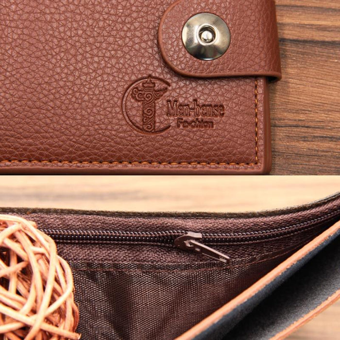 Menbense Men Short Magnetic Clasp Wallet Multi-Card Coin Purse