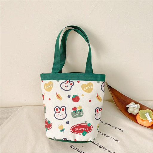 Cute Cartoon Canvas Graffiti Bento Bag Parent Child Handbag