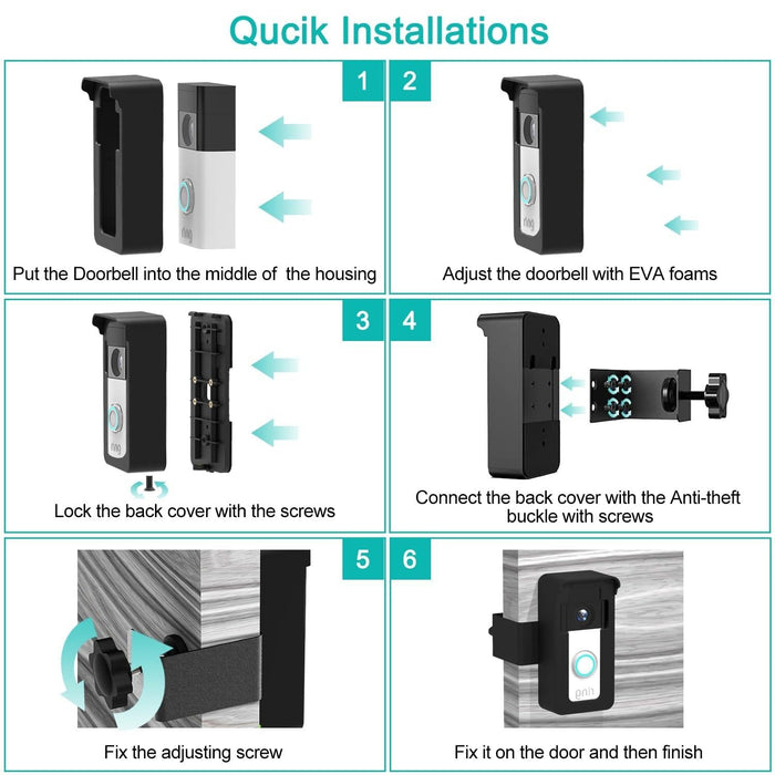 For Blink / Google Ring Doorbell Device Universal Door Overhead Bracket Anti-Theft Adjustable