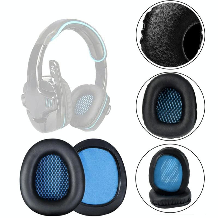 2Pcs For Sades Sa-901/922/708/906I Sponge Headset Cover Leather Earmuffs Blue Mesh Model