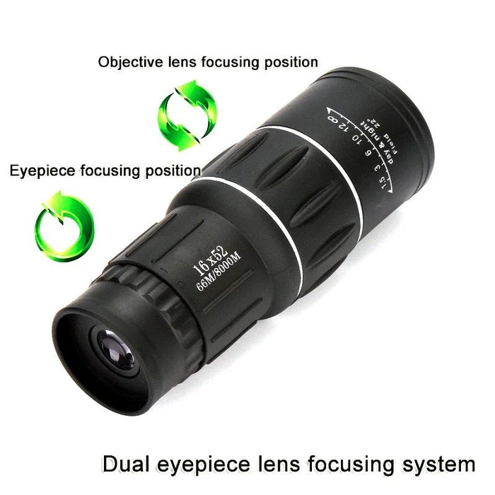 16X52 High Definition Outdoor Bird Viewing Monocular Telescope - Green Film Standard