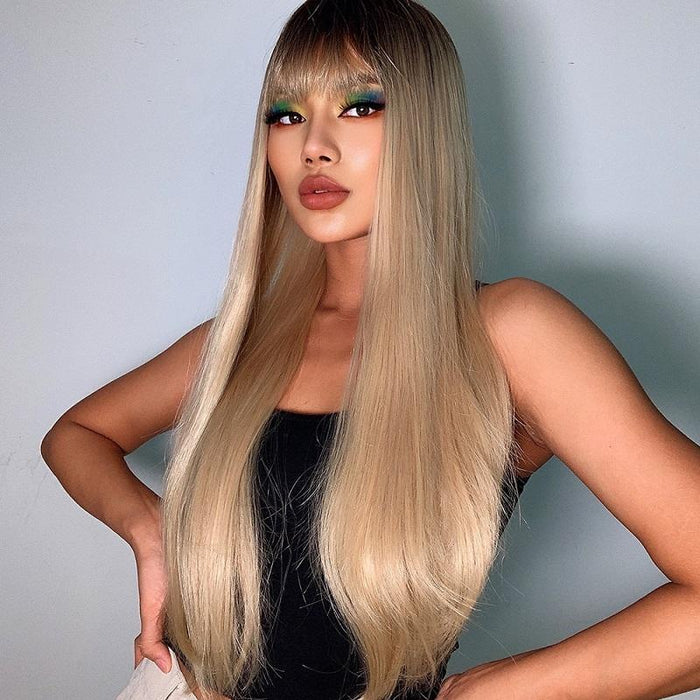 Long Straight Gradient Wig Bangs Colour Lc288 1