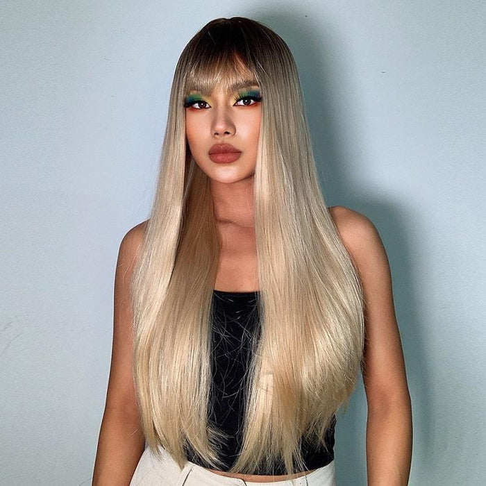 Long Straight Gradient Wig Bangs Colour Lc288 1