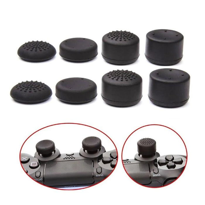 8Pcs /Set For Ps5 / Ps4 Silicone Joystick Cap Booster Cap Gamepad Rocker Protective Case Black