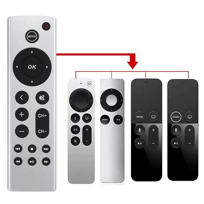 For Apple Tv Remote Control 4K / Hd A2169 A1842 A1625 Without Voice Silver