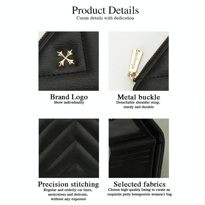 N2401 Pu Leather Short Wallet With Multiple Card Slots Cross Flower Zipper Coin Purse