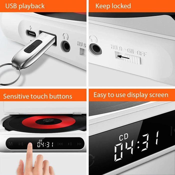 Bluetooth Cd Player Rechargeable Touchscreen Headphone Small Music Walkman