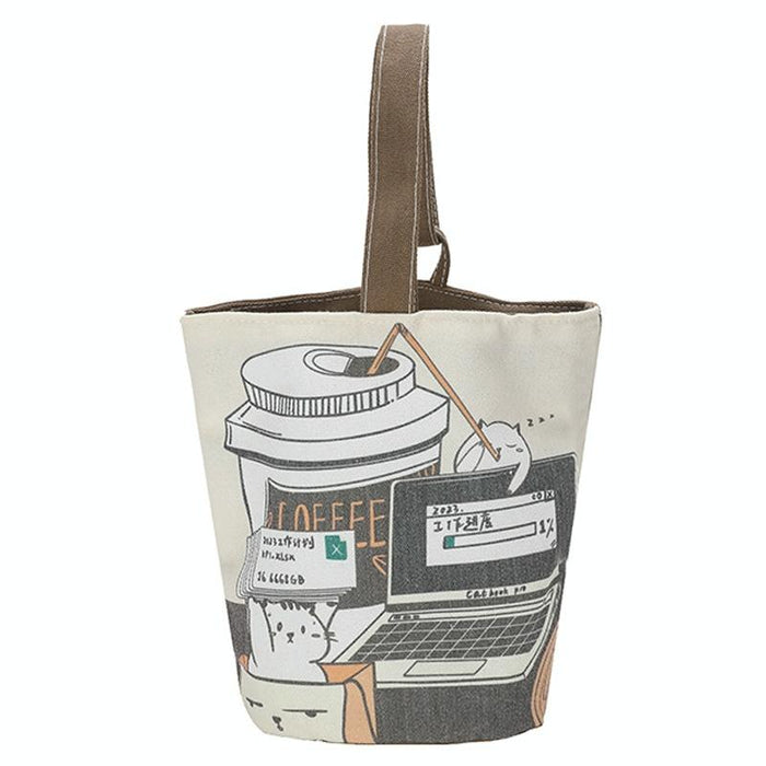 Painting Style Cartoon Handbag Outdoor Portable Cute Single