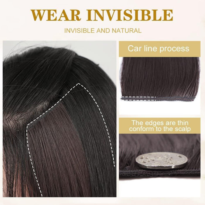 Dark Puffy Wig Extension For Hair Roots Invisible Pad 10Cm