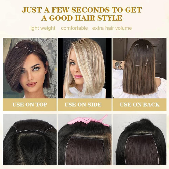 Dark Puffy Wig Extension For Hair Roots Invisible Pad 10Cm