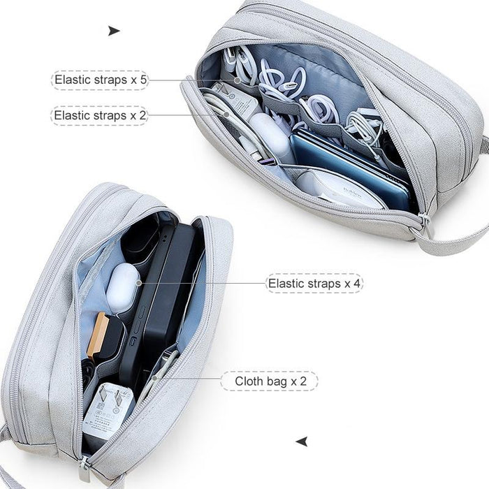 Sm09 Double-Layer Large Capacity Digital Accessories Storage Bag Colour - Black